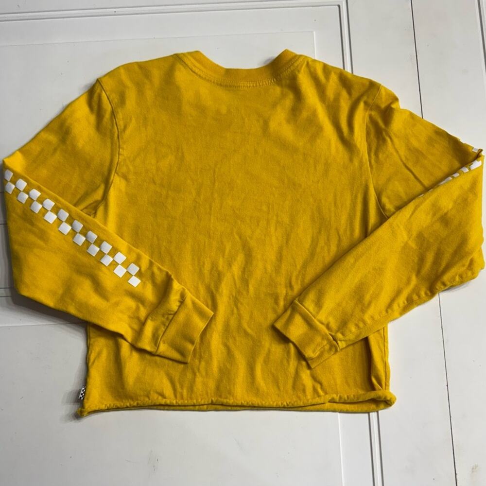 Vans Off The Wall Yellow Long Sleeve Cropped Tee T Shirt Long  Sleeve Size Small - Picture 5 of 6